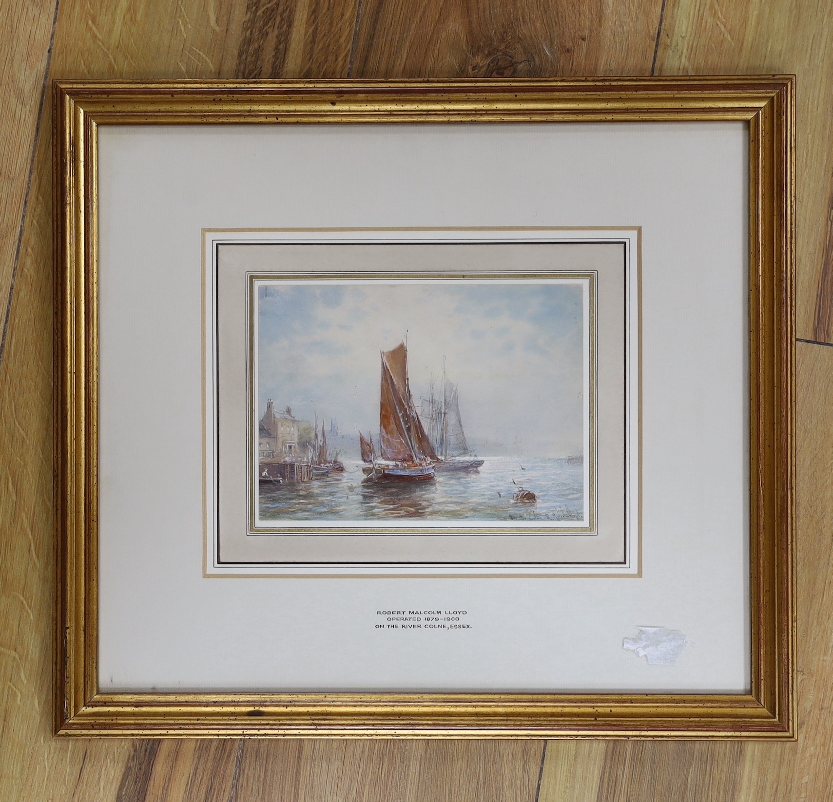 Robert Malcolm Lloyd (fl.1879-1900), watercolour, 'On the River Colne, Essex', signed, 12 x 17cm